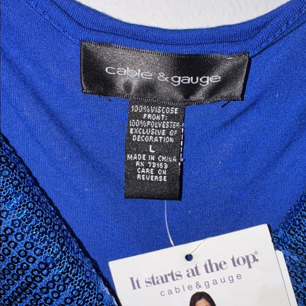 Cable & Gauge NWT Size L Royal Blue Sequin Tank Top - Picture 2 of 4